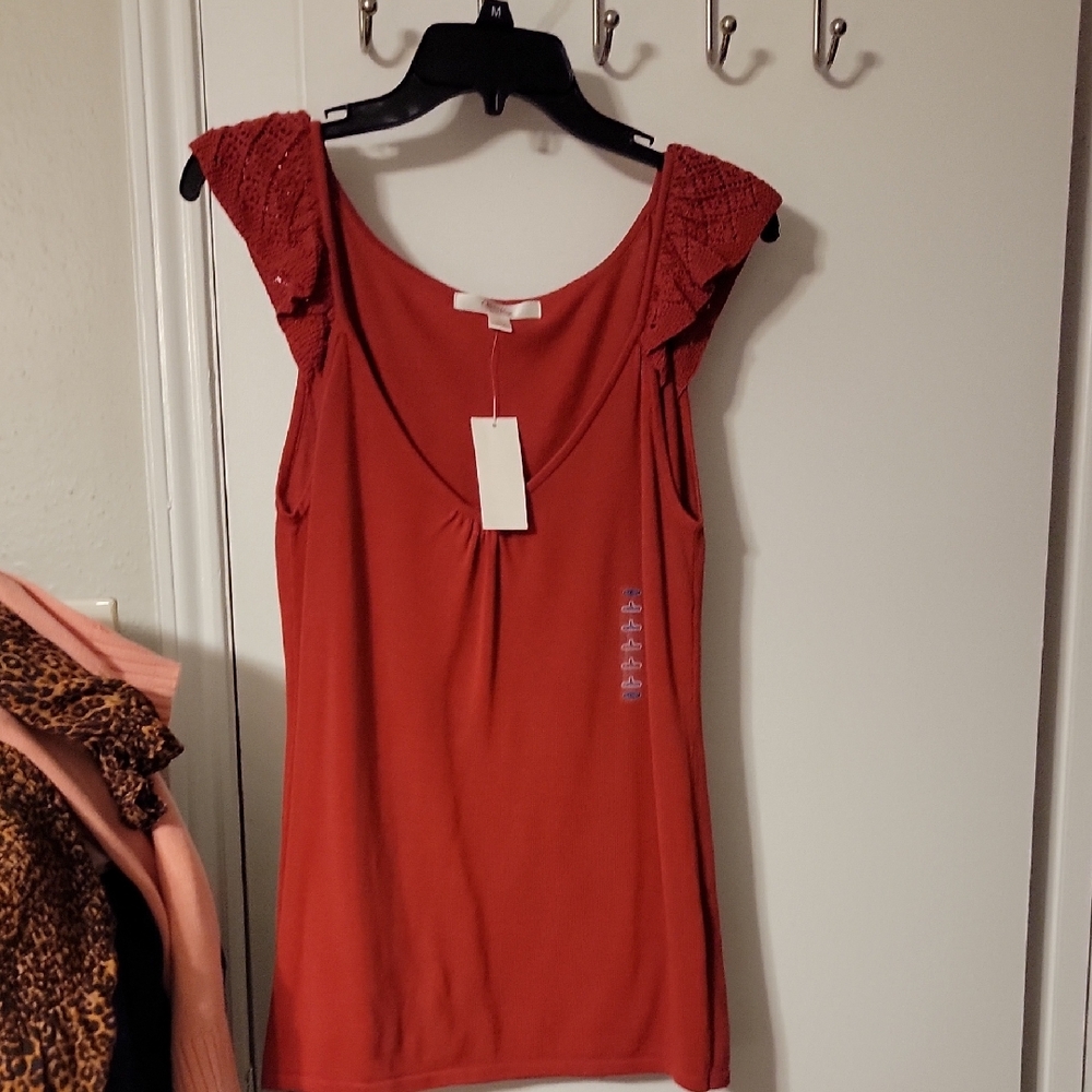Old Navy Women's Rust Tank Top with Lace Sleeves